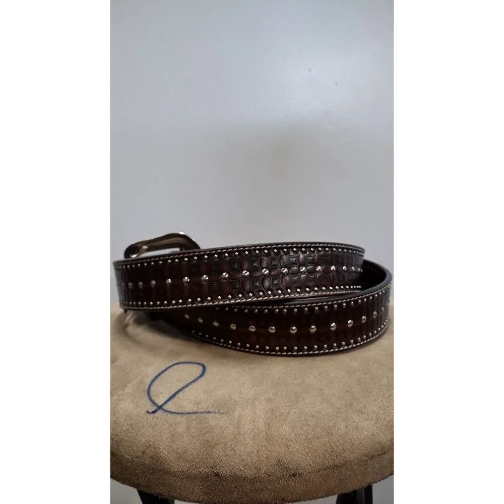 Airat‎ Men's Dark brown Leather Lattice Belt 38/95